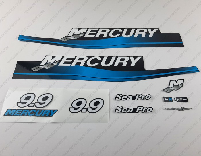 Mercury 9.9HP Two Stroke SeaPro 1999-2006 Outboard Decal Kit